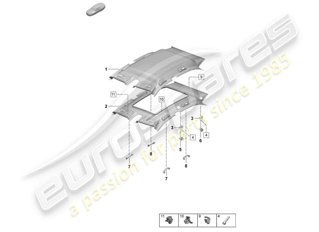 porsche 2026 (macan-e) garniture de toit poignée de maintien accessoires diagramme des pièces