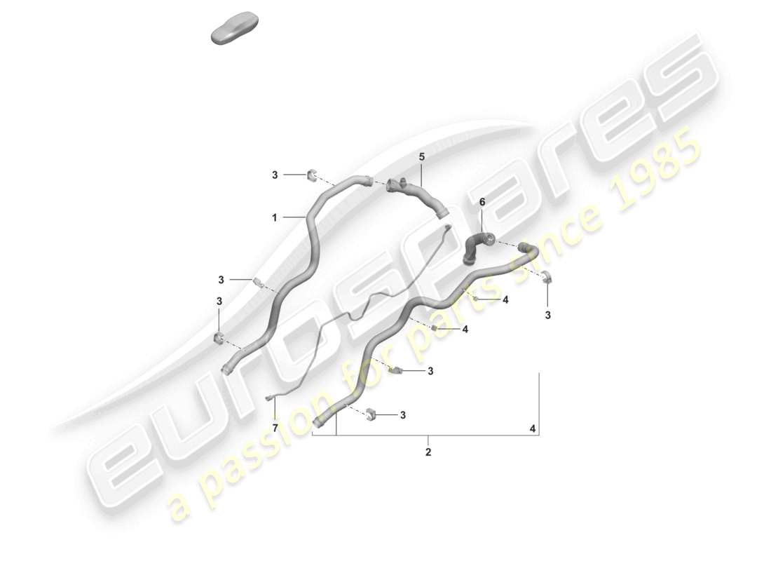 porsche 2022 (992-1 turbo / s) schéma des pièces du système de refroidissement du liquide de refroidissement arrière