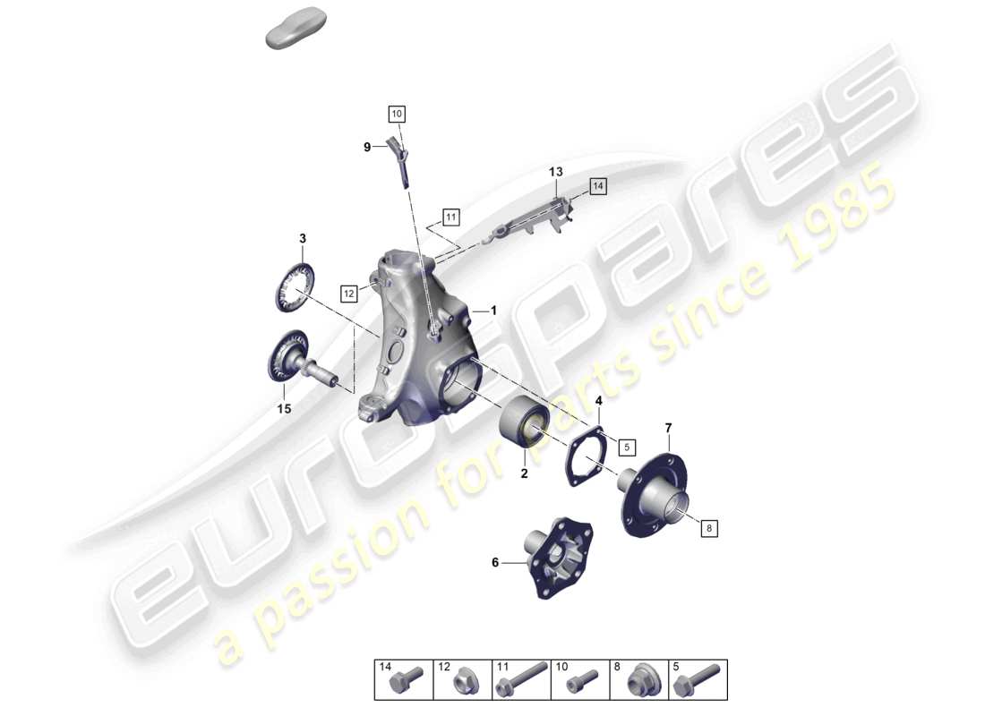 porsche 2022 (992-1 turbo / s) schéma des pièces du moyeu de roue du support de roue
