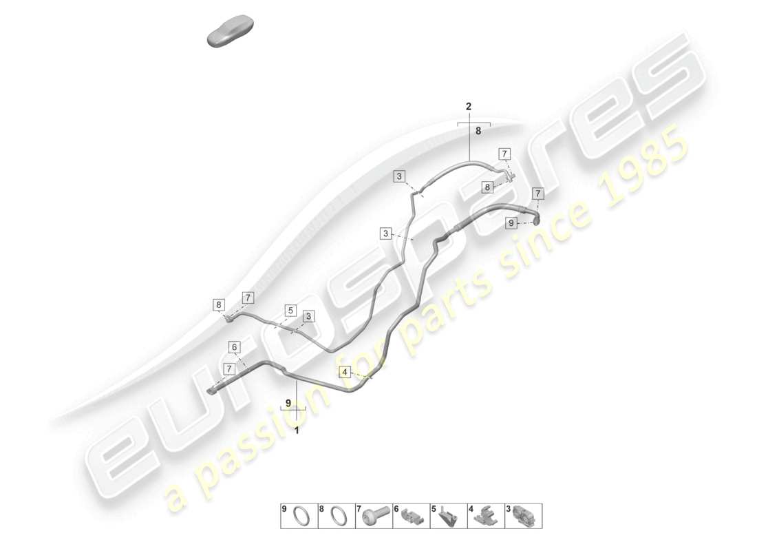 porsche 2022 (992-1 gt3/rs/st) schéma des pièces de la conduite de réfrigérant arrière de la climatisation