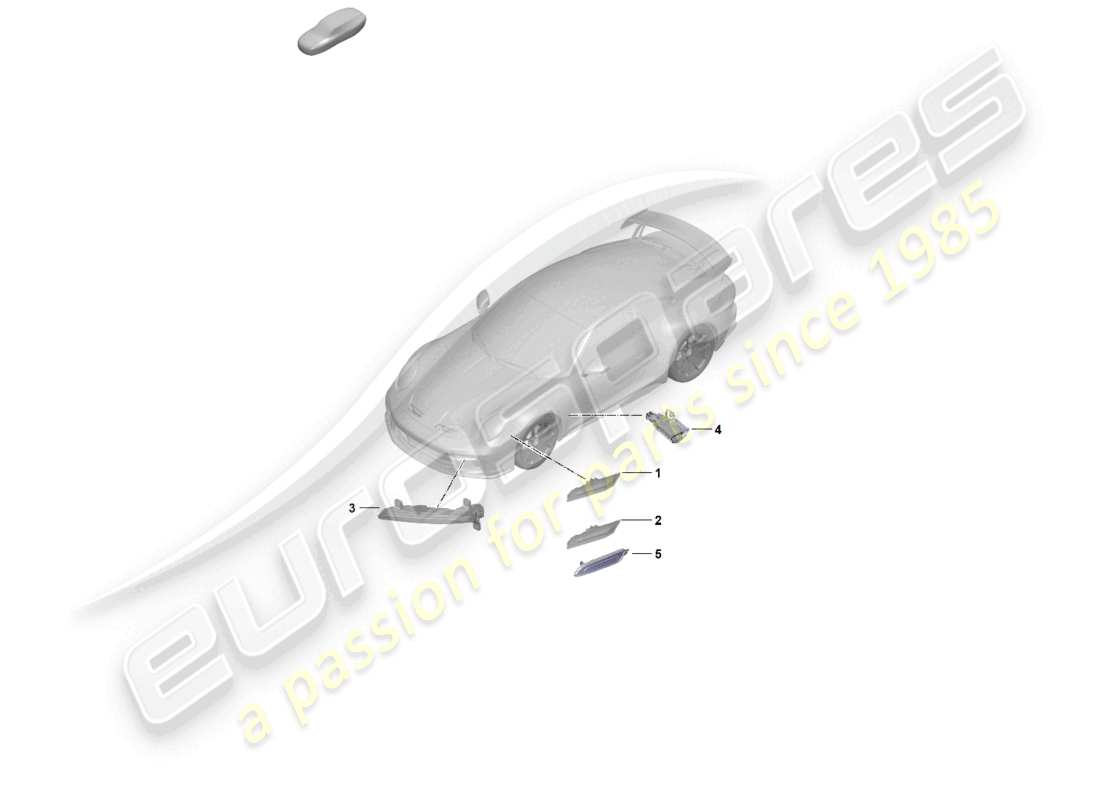 porsche 2022 (992-1 gt3/rs/st) répétiteur de clignotant, feu de position latéral, feu auxiliaire à led, schéma des pièces