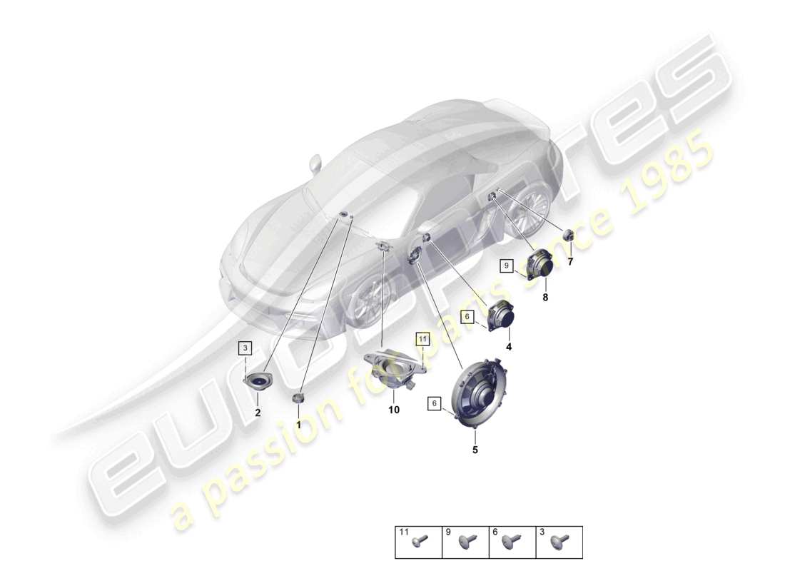 porsche 2021 (718 boxster spyder) schéma des pièces du haut-parleur