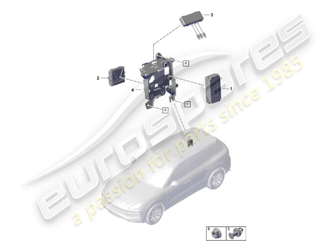 porsche 2025 (cayenne e3 pa) unité de contrôle pour la surveillance en temps réel (rtm) et schéma de la partie aérienne