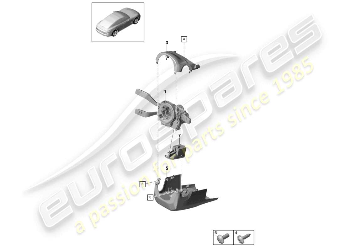 porsche 2024 (panamera 971-2) commutateur de colonne de direction d >>- mj 2021 schéma des pièces