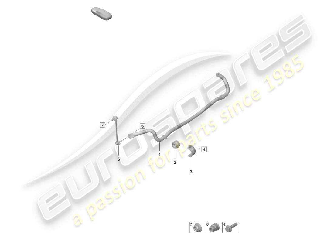 porsche 2022 (992-1 turbo / s) barre anti-roulis barre d'accouplement diagramme des pièces