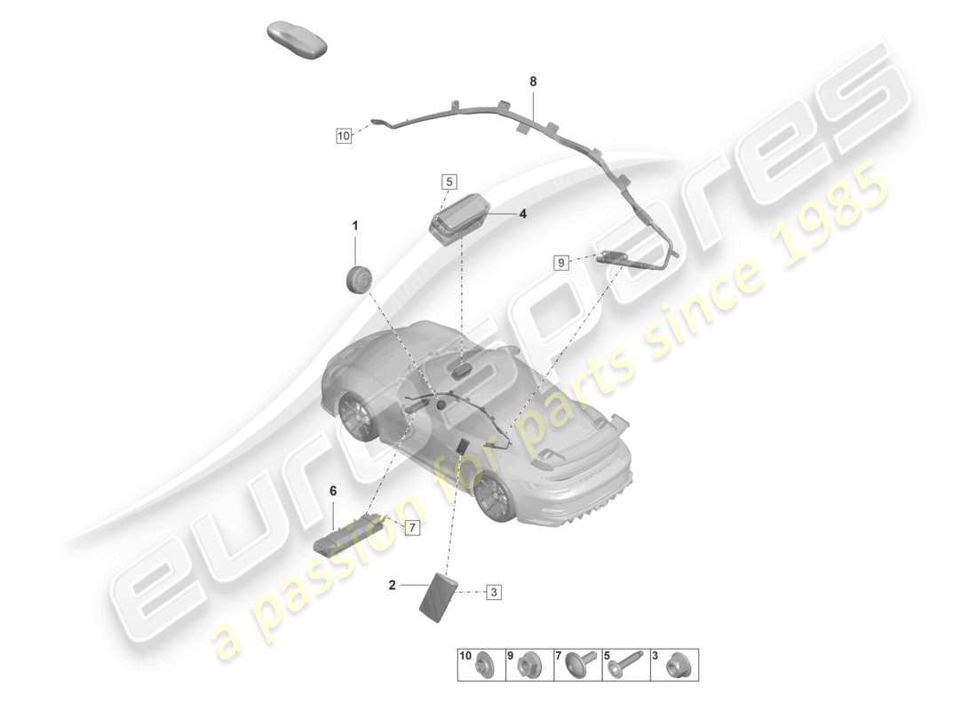 porsche 2022 (992-1 gt3/rs/st) schéma des pièces de l'airbag