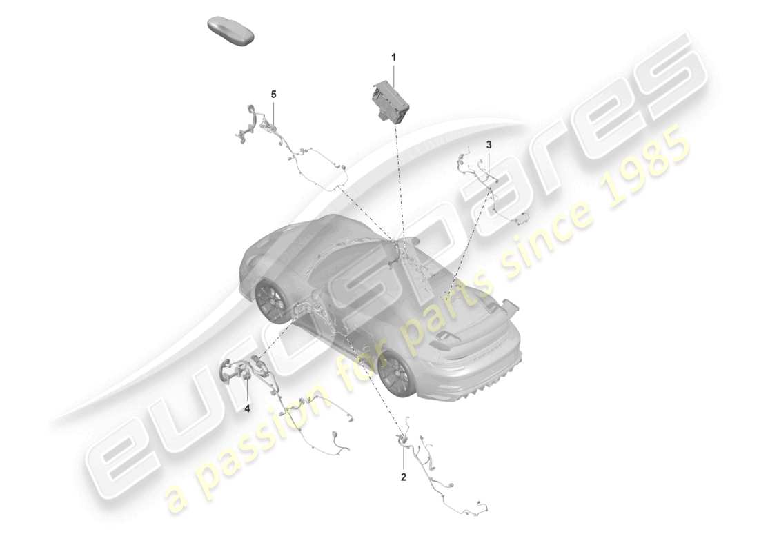 porsche 2022 (992-1 gt3/rs/st) portes unités de contrôle faisceaux de câblage schéma des pièces