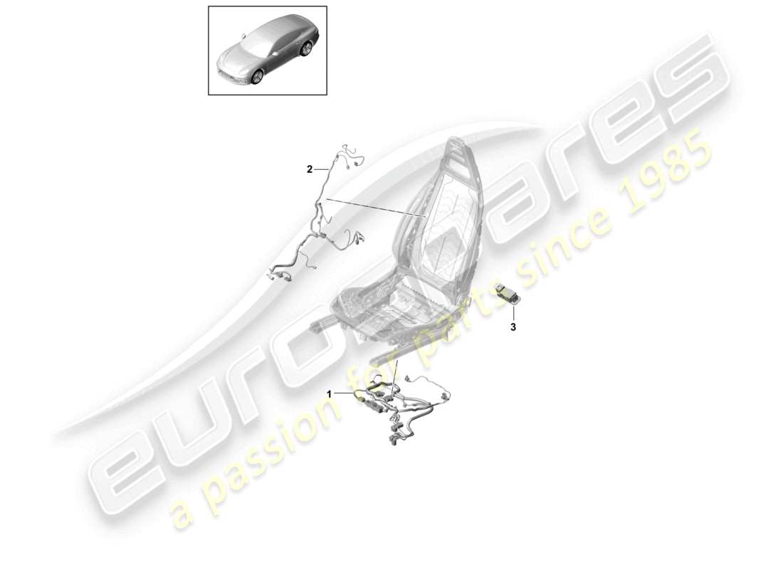 porsche 2021 (panamera 971-1) schéma des pièces de base du dossier du siège