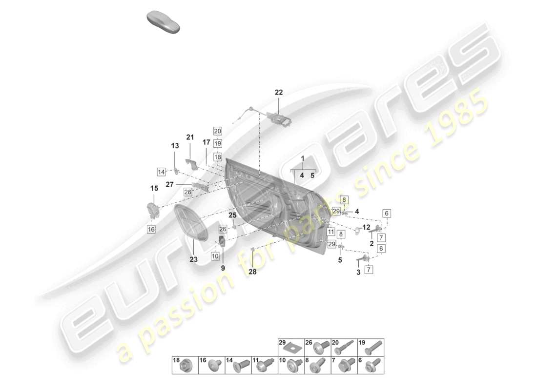 porsche 2023 (992-1 gt3/rs/st) coque de porte schéma des pièces
