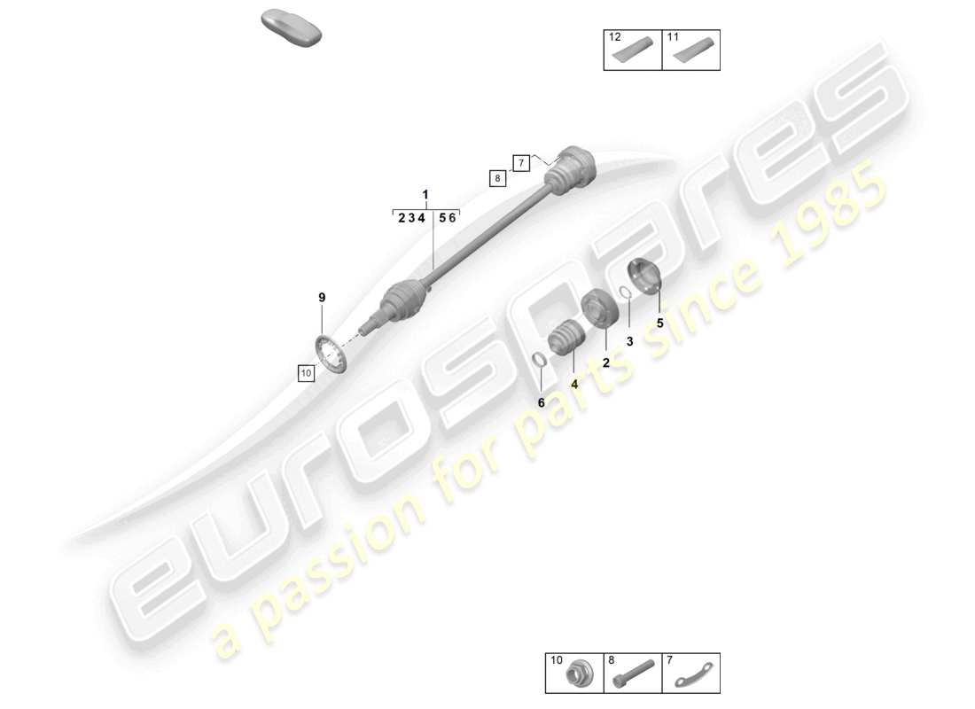 porsche 2022 (992-1 turbo / s) arbre de transmission essieu avant schéma des pièces