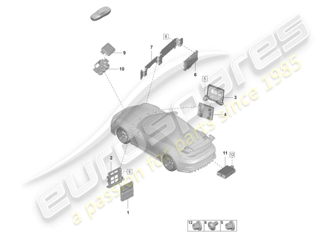 porsche 2023 (992-1 gt3/rs/st) unités de commande unité de commande (bcm) pour système de conversion et alimentation ob unité de commande pour systèmes d'assistance au conducteur schéma des pièces