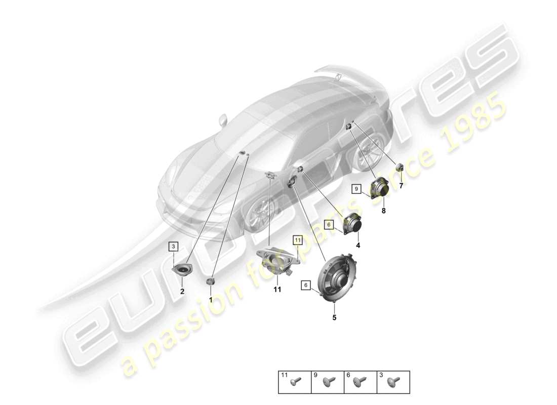 porsche 2021 (718 cayman gt4) haut-parleur schéma des pièces