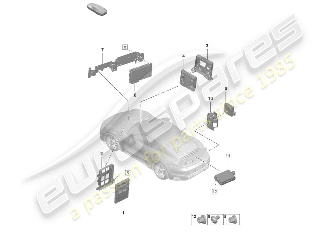 porsche 2022 (992-1 turbo / s) unités de commande unité de commande (bcm) pour système de conversion et alimentation ob unité de commande pour systèmes d'assistance au conducteur schéma des pièces