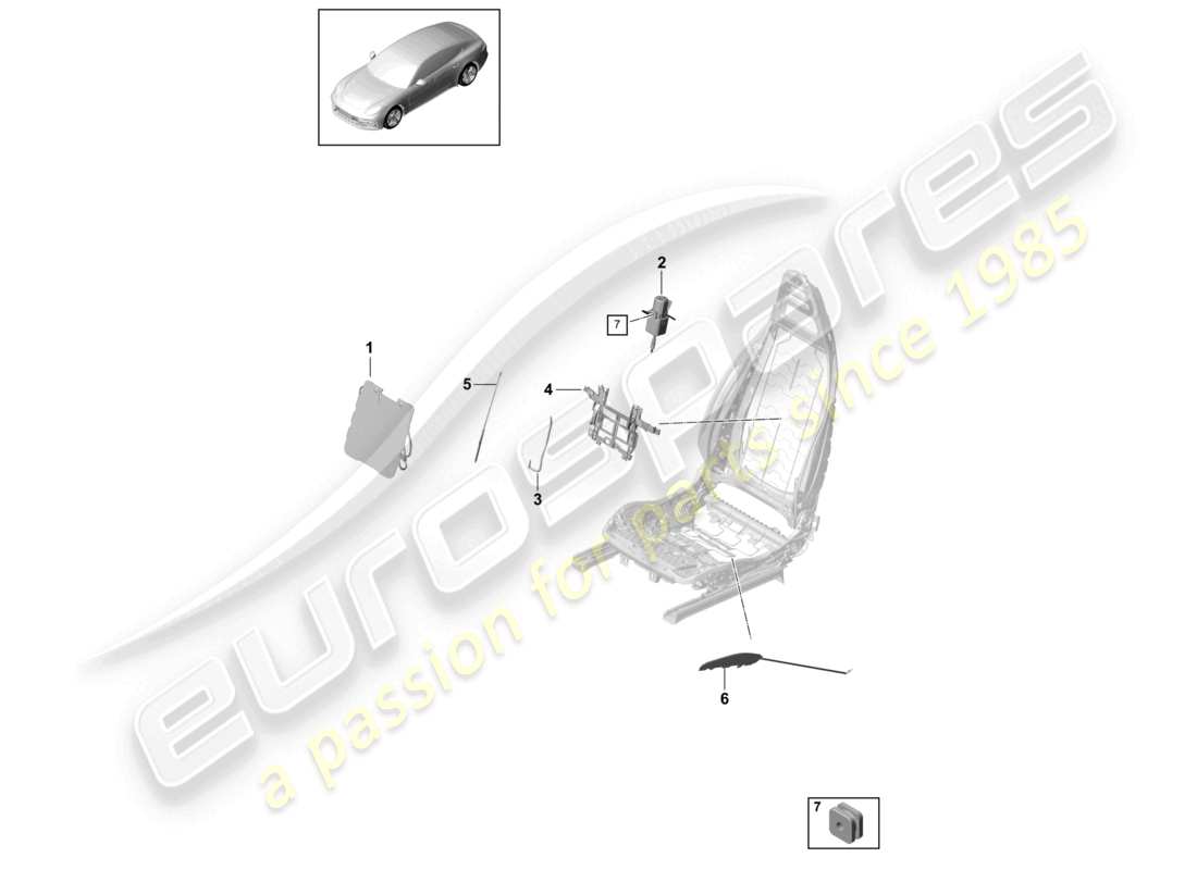 porsche 2021 (panamera 971-1) sièges avant lombaires siège sport schéma des pièces