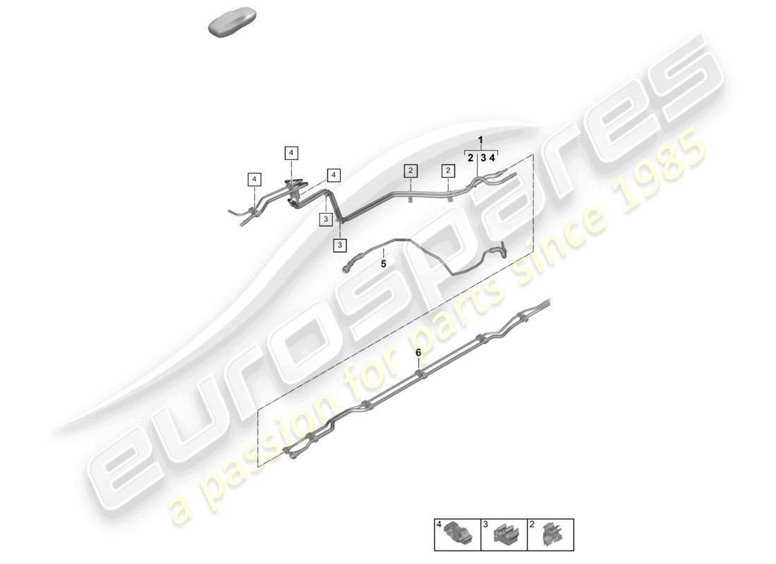 porsche 2024 (992-2) schéma des pièces arrière de la conduite de carburant
