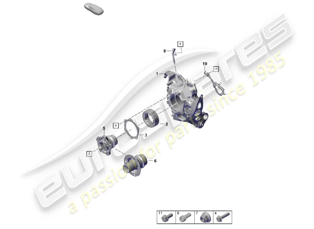 porsche 2024 (992-2) schéma des pièces du moyeu de roue du support de roue