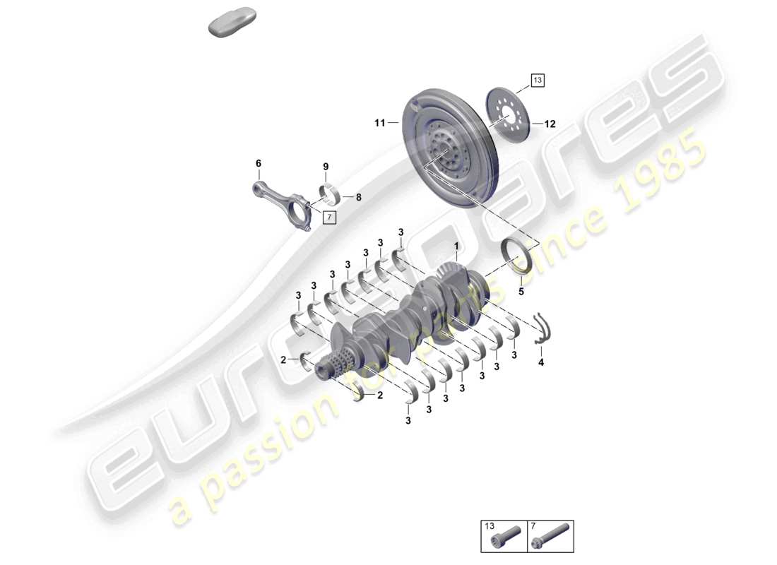 porsche 2024 (992-2) diagramme des pièces du volant moteur de la bielle du vilebrequin