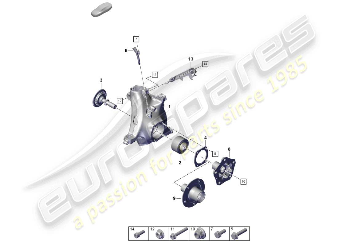 porsche 2024 (992-2) schéma des pièces du moyeu de roue du support de roue