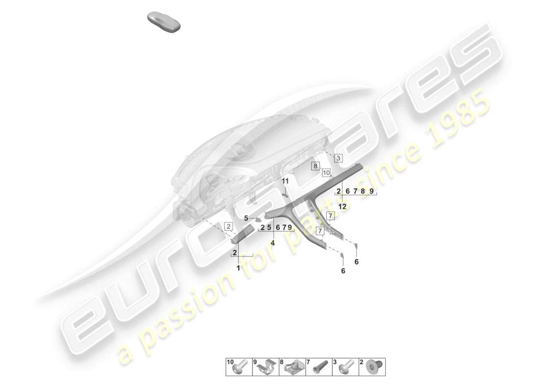porsche 2023 (taycan 9j1-1) couverture et garniture avant pour tableau de bord schéma des pièces