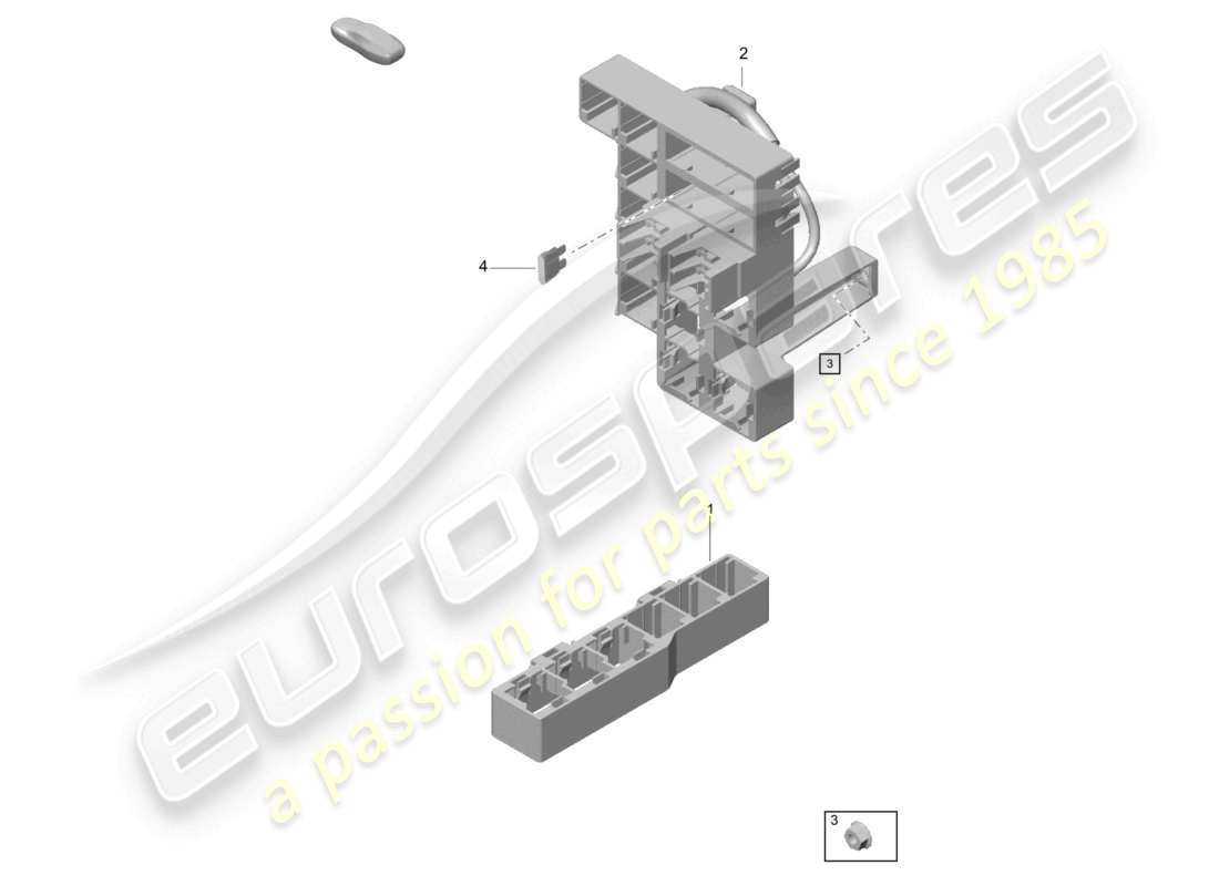 porsche 2020 (718 cayman gt4) schéma des pièces du système électrique central arrière pour le compartiment à bagages