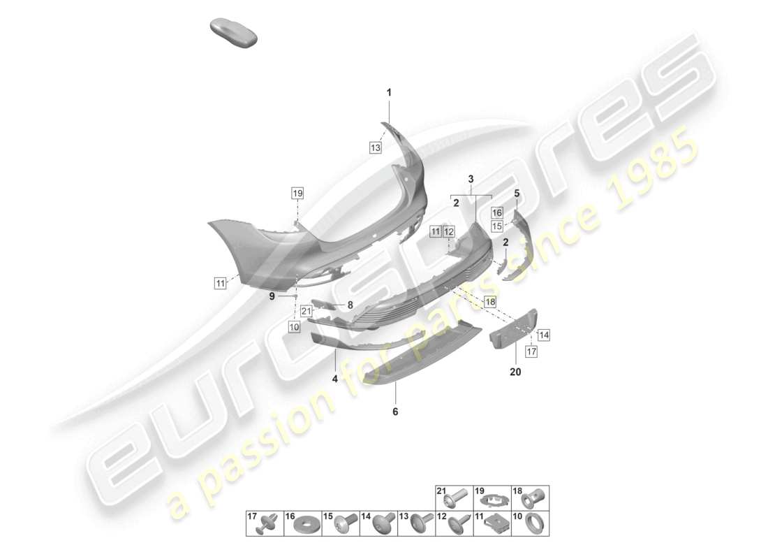 porsche 2020 (taycan 9j1-1) pare-chocs arrière pack sport design schéma des pièces