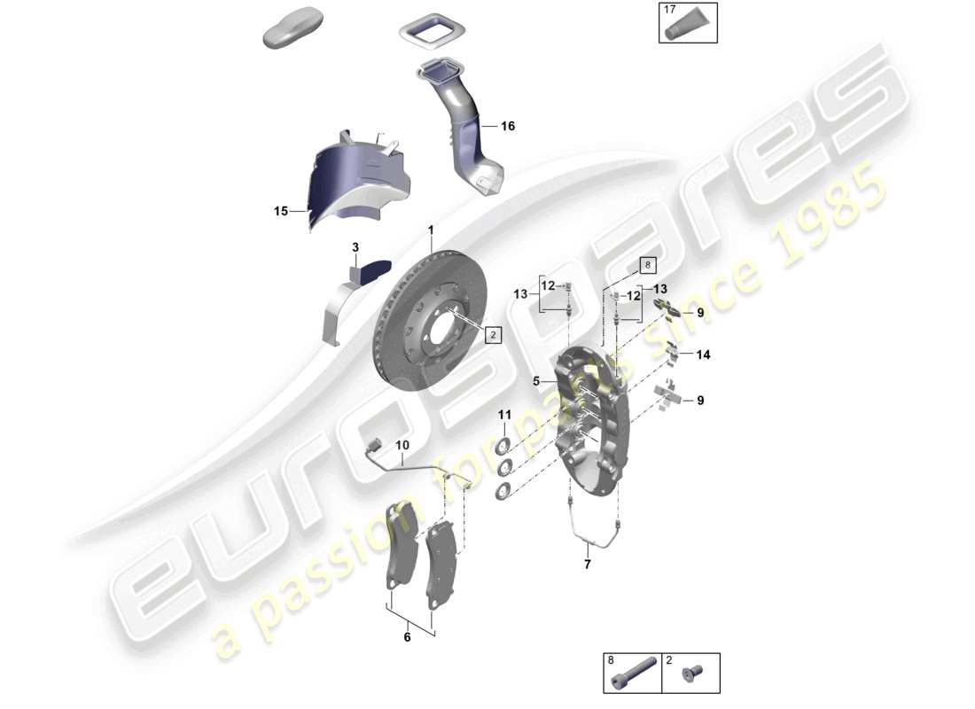 porsche 2021 (718 cayman gt4) frein à disque essieu avant schéma des pièces