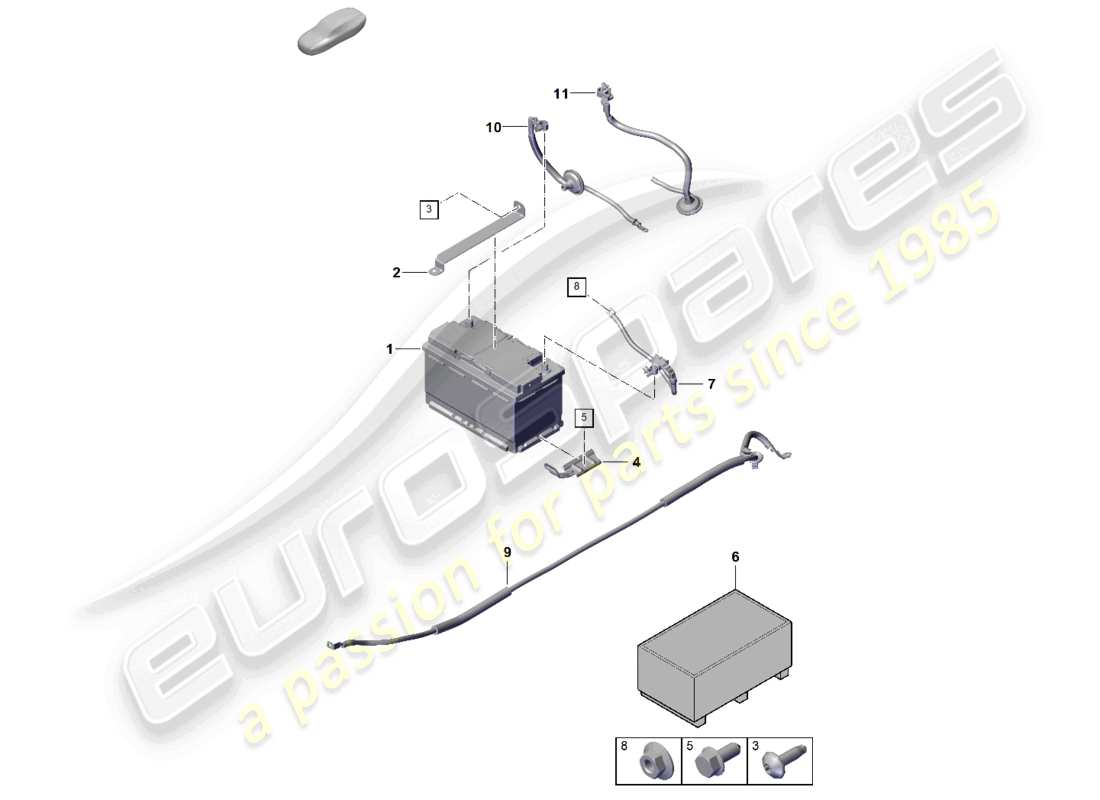 porsche 2024 (992-2) diagramme des pièces de la batterie