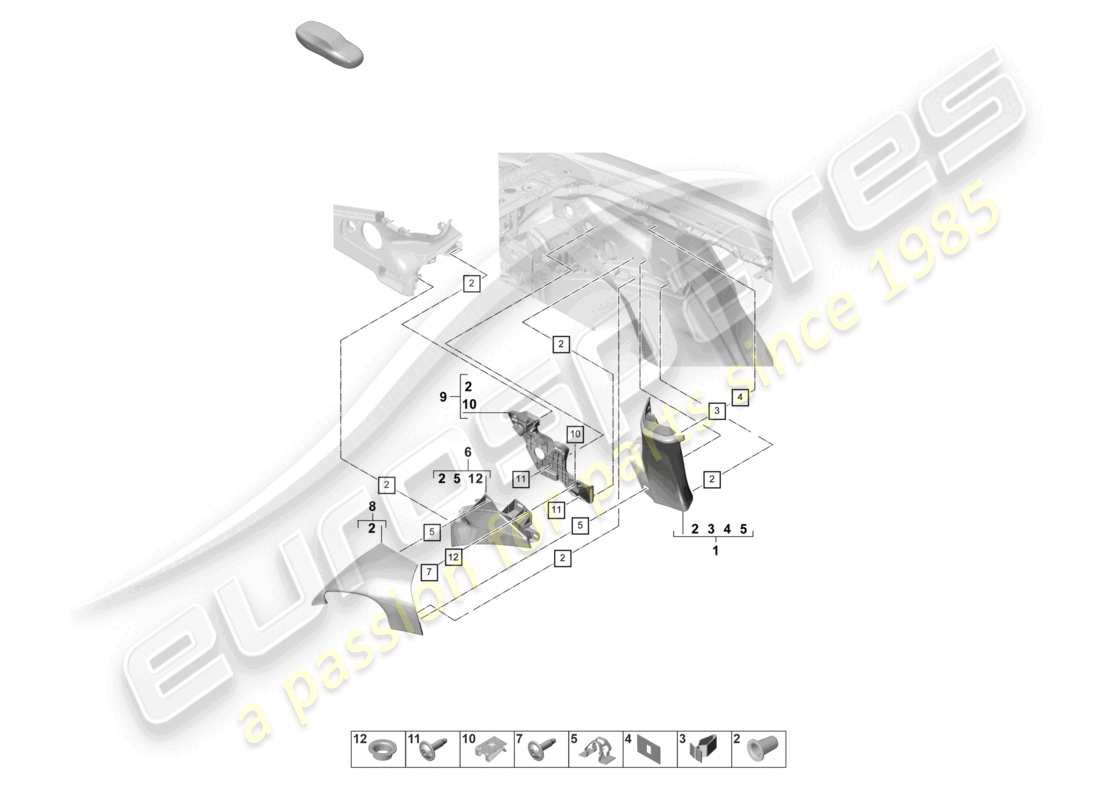porsche 2021 (panamera 971-2) schéma des pièces de garniture du montant c
