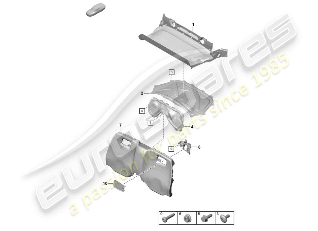 porsche 2024 (718 boxster spyder) schéma des pièces du compartiment moteur