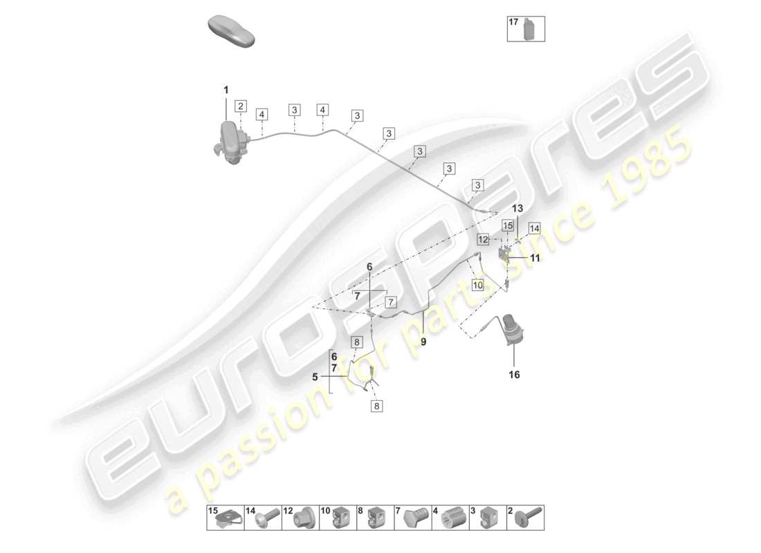 porsche 2022 (992-1 turbo / s) schéma des pièces de la conduite hydraulique de suspension adaptative