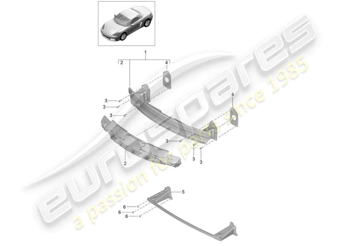 porsche 2023 (718 boxster) schéma des pièces du support de pare-chocs avant