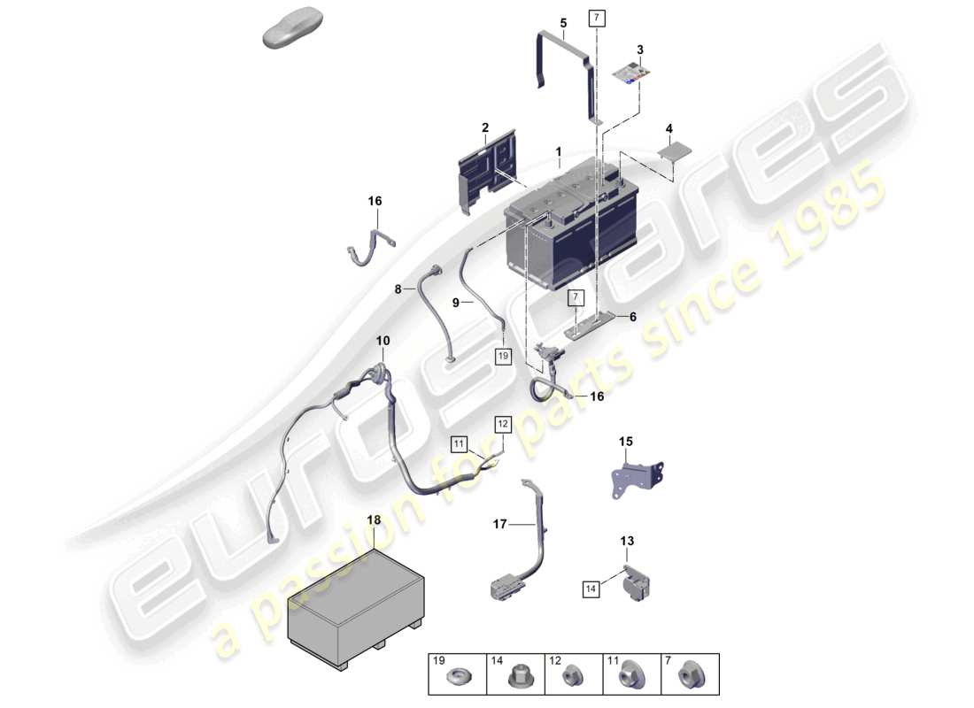porsche 2026 (cayenne e3 pa) diagramme des pièces de la batterie