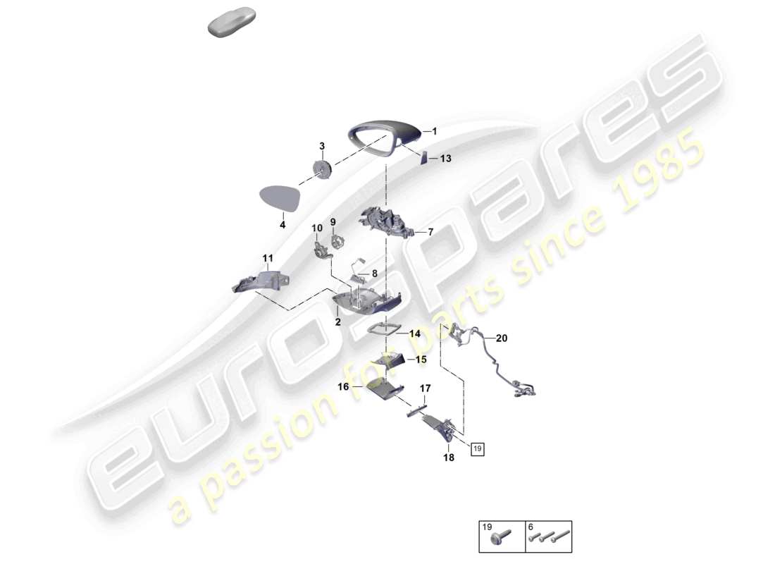 porsche 2024 (panamera 976) schéma des pièces des accessoires des rétroviseurs extérieurs