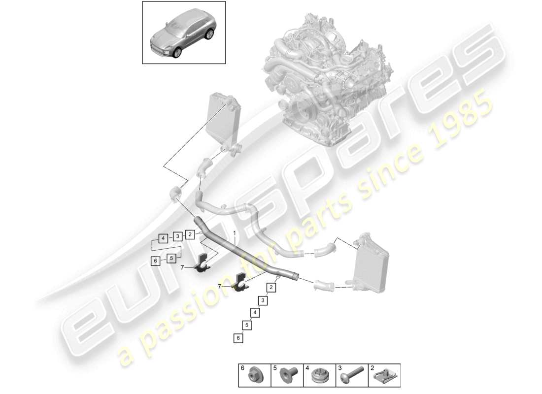 porsche 2021 (macan) schéma des pièces de l'adaptateur de papillon des gaz du tuyau de pression du refroidisseur d'air de suralimentation
