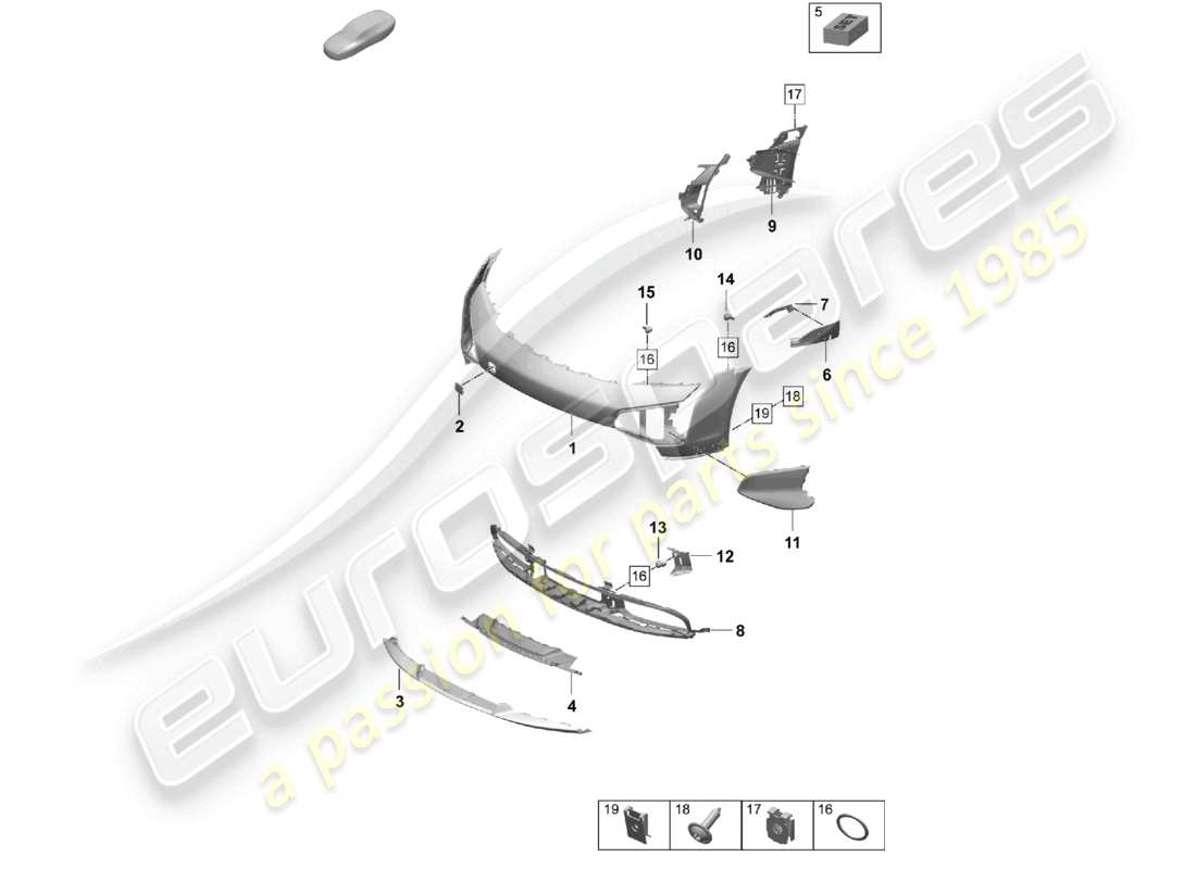 porsche 2025 (taycan 9j1-2) pare-chocs avant taycan cross turismo turbo s offroad design package diagramme des pièces