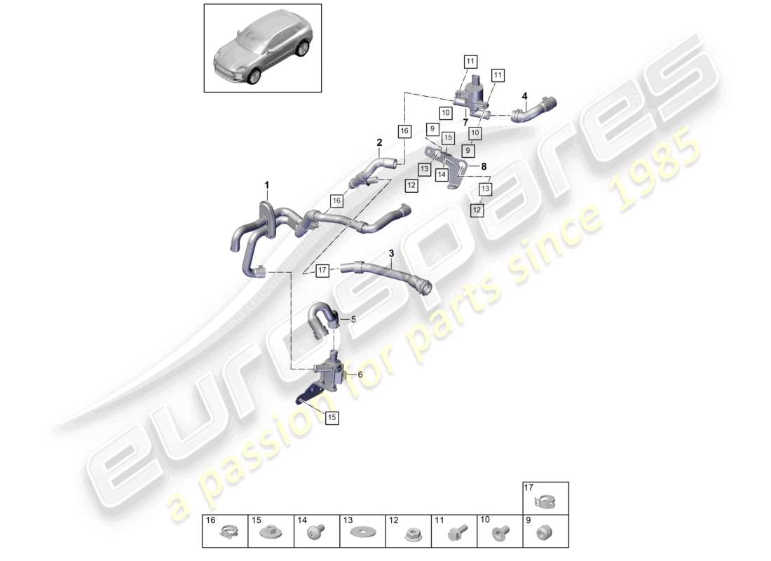 porsche 2021 (macan) chauffage v6 turbo boîte à eau rhd d-mj 2020>> schéma des pièces