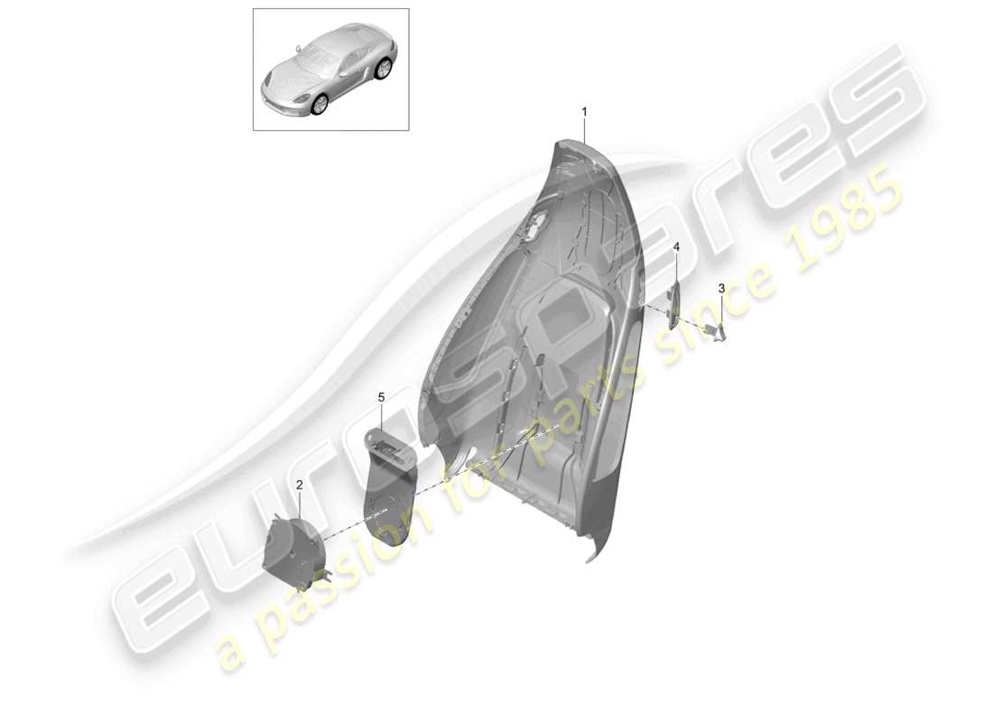 porsche 2021 (718 cayman) coque de dossier siège sport plus accessoires schéma des pièces