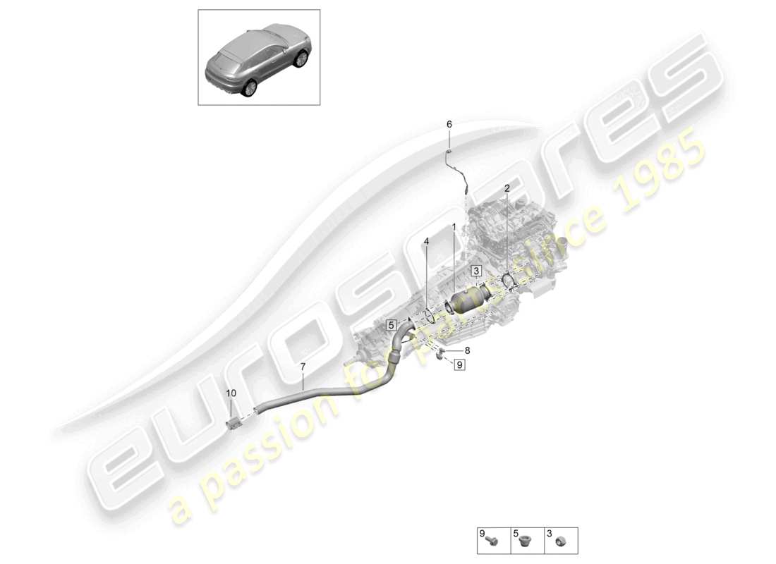 porsche 2021 (macan) sonde lambda du convertisseur catalytique schéma des pièces