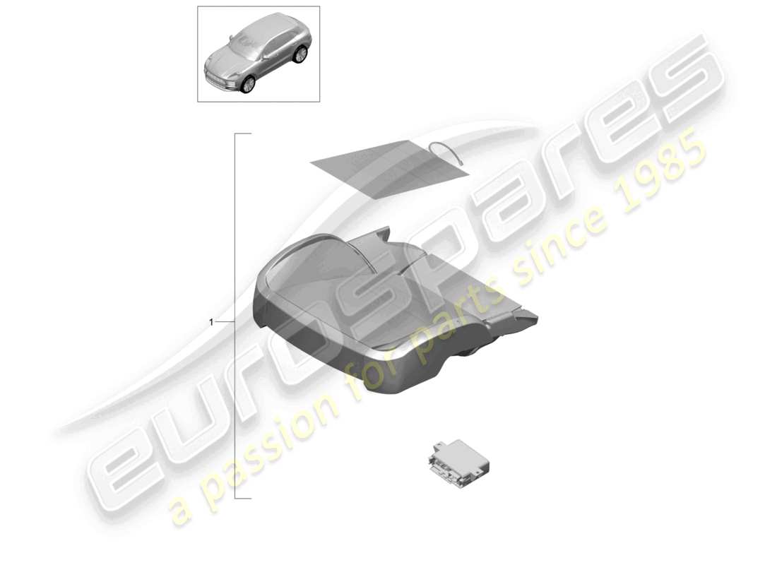 porsche 2021 (macan) kit de réparation reconnaissance d'occupation du siège du coussin de siège (côté passager) uniquement pour : usa canada schéma des pièces