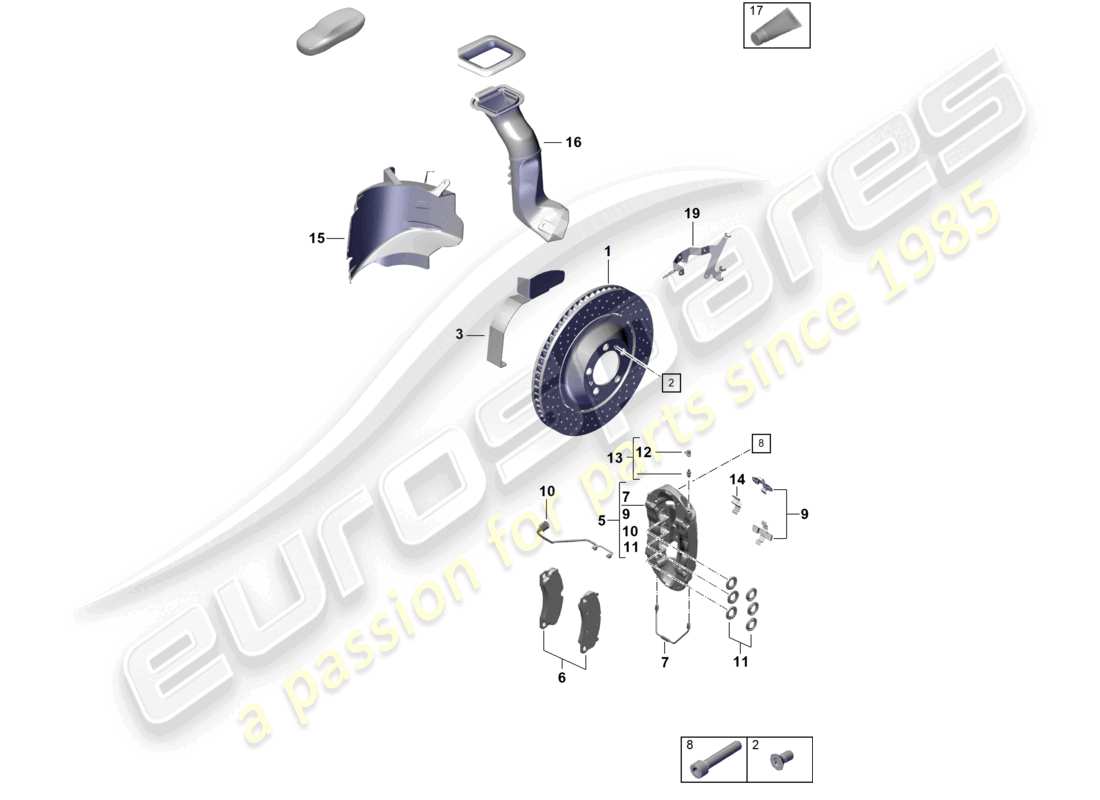 porsche 2021 (718 cayman gt4) frein à disque essieu avant schéma des pièces