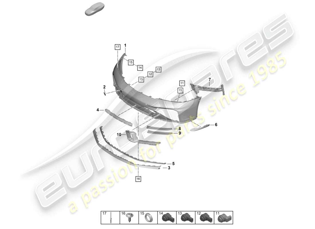 porsche 2024 (992-2) schéma des pièces du pack sport design pour pare-chocs avant