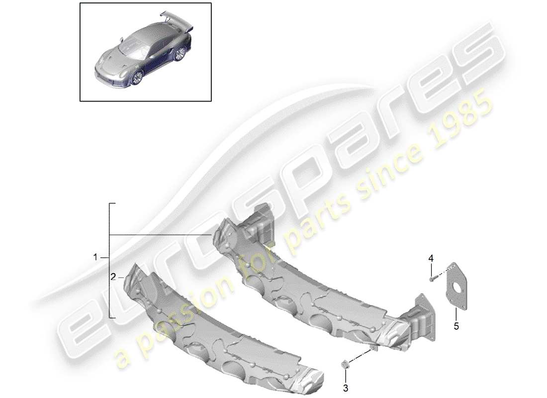 porsche 2018 (991-2 turbo) support de pare-chocs schéma des pièces