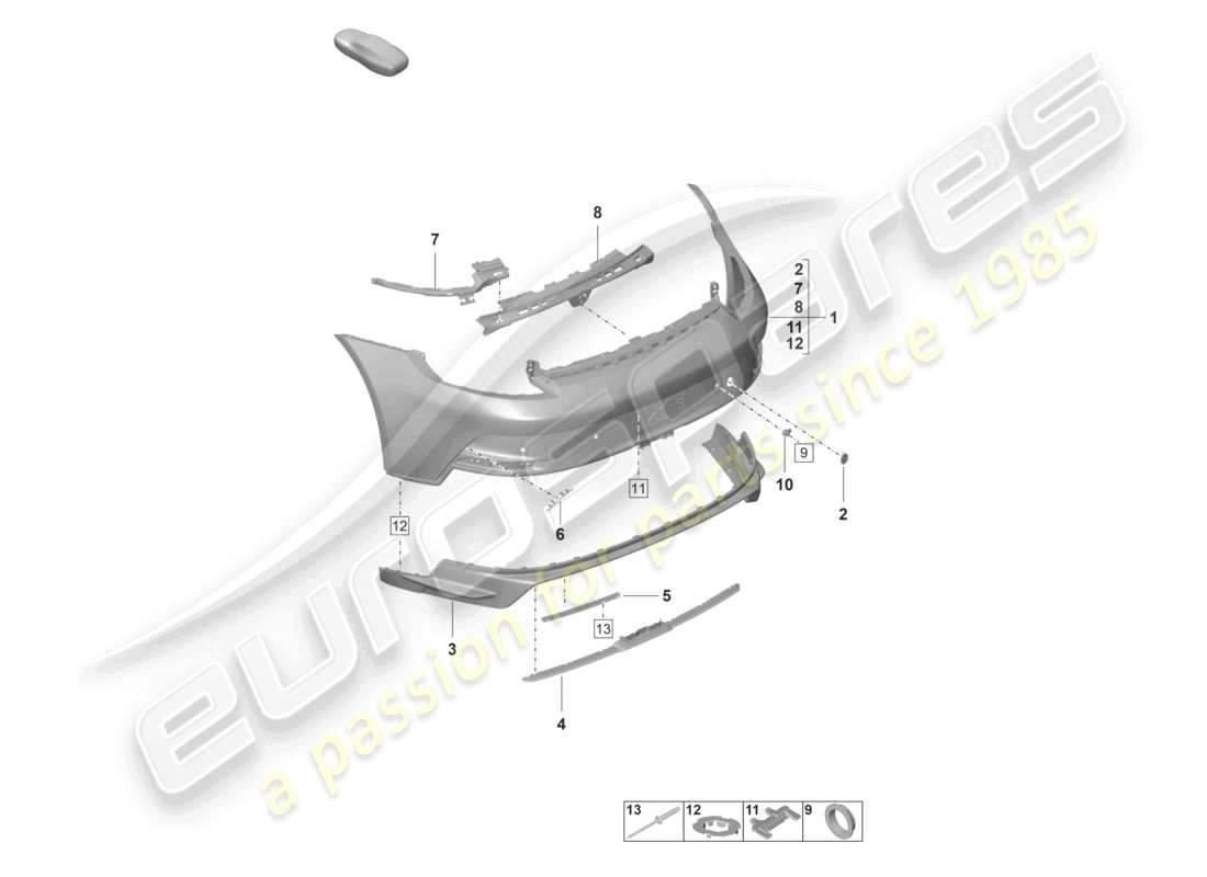 porsche 2023 (992-1 gt3/rs/st) pare-chocs arrière gt3 schéma des pièces