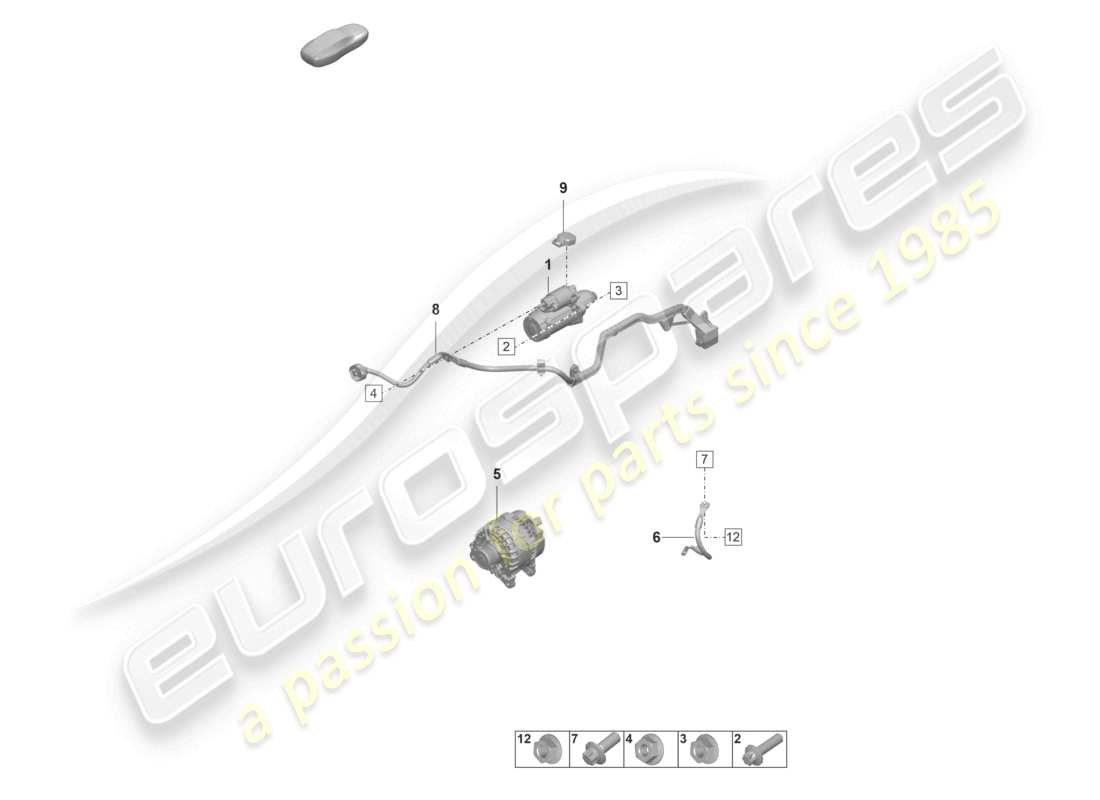 porsche 2023 (992-1 gt3/rs/st) alternateur de démarrage schéma des pièces