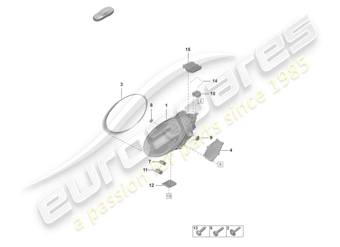 porsche 2023 (992-1 gt3/rs/st) schéma des pièces du phare à led avec faisceau matriciel