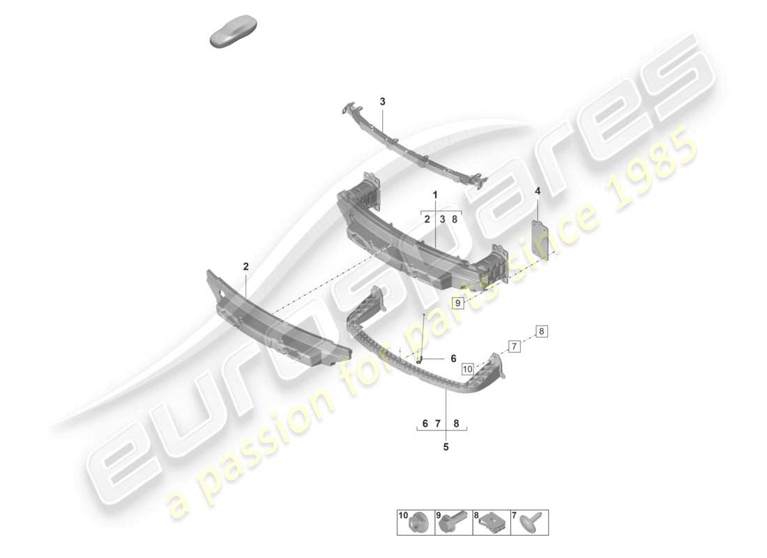 porsche 2023 (992-1 gt3/rs/st) schéma des pièces du support de pare-chocs avant