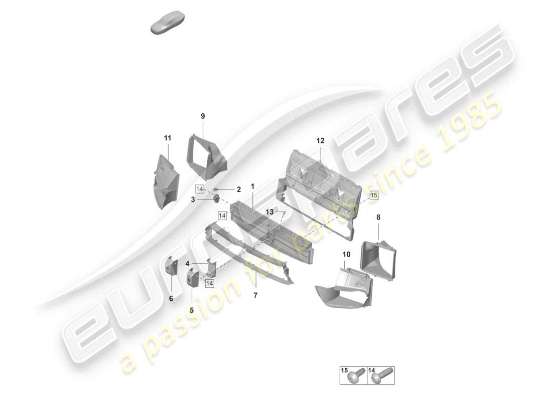 porsche 2024 (panamera 971-2) schéma des pièces du pack sport design du guide d'air v6 et du pack de disques