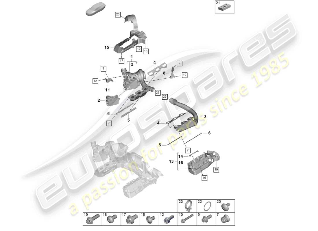 porsche 2024 (992-2) schéma des pièces du turbocompresseur à gaz d'échappement