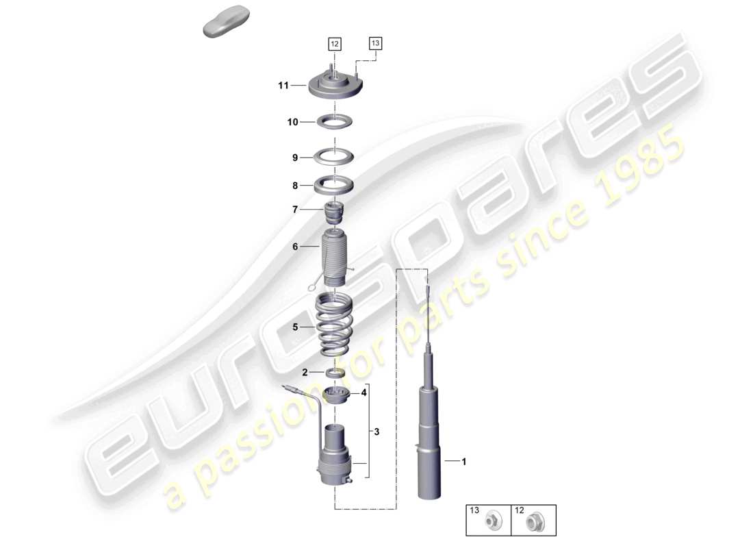 porsche 2024 (992-2) suspension amortisseurs pour véhicules avec suspension adaptative schéma des pièces