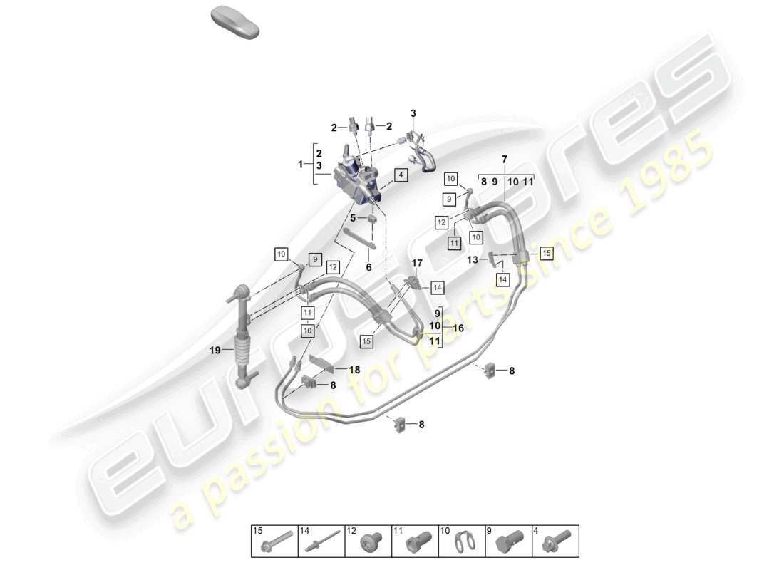 porsche 2024 (992-2) schéma des pièces du bloc de soupapes de conduite hydraulique pdcc